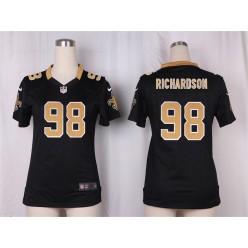 Women Nike New Orleans Saints #98 Richardson Game Black Team Color NFL Jersey