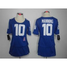 Women Nike New York Giants #10 Eli Manning Breast Cancer Awareness Blue NFL Jersey