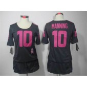 Women Nike New York Giants #10 Eli Manning Breast Cancer Awareness Gray NFL Jersey