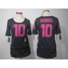 Women Nike New York Giants #10 Eli Manning Breast Cancer Awareness Gray NFL Jersey