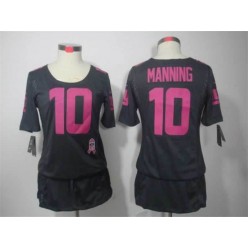 Women Nike New York Giants #10 Eli Manning Breast Cancer Awareness Gray NFL Jersey