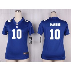 Women Nike New York Giants #10 Eli Manning Game Royal Blue Team Color NFL Jersey