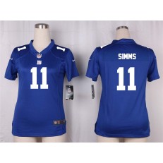 Women Nike New York Giants #11 Phil Simms Game Royal Blue Team Color NFL Jersey
