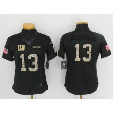 Women Nike New York Giants #13 Odell Beckham Jr Anthracite Salute to Service Limited NFL Jersey