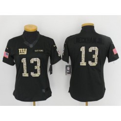 Women Nike New York Giants #13 Odell Beckham Jr Anthracite Salute to Service Limited NFL Jersey