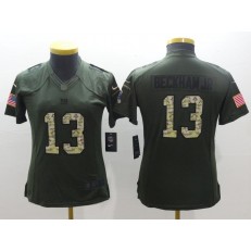 Women Nike New York Giants #13 Odell Beckham Jr Green Salute To Service NFL Limited Jersey