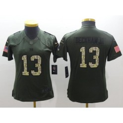 Women Nike New York Giants #13 Odell Beckham Jr Green Salute To Service NFL Limited Jersey