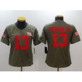 Women Nike New York Giants #13 Odell Beckham Jr Olive 2017 Salute To Service Limited NFL Jersey