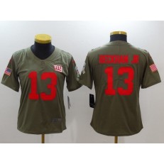 Women Nike New York Giants #13 Odell Beckham Jr Olive 2017 Salute To Service Limited NFL Jersey