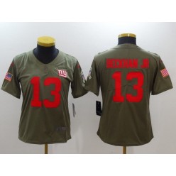 Women Nike New York Giants #13 Odell Beckham Jr Olive 2017 Salute To Service Limited NFL Jersey
