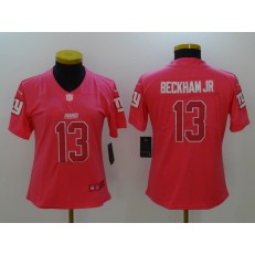 Women Nike New York Giants #13 Odell Beckham Jr Pink Stitched NFL Limited Rush Fashion Jersey