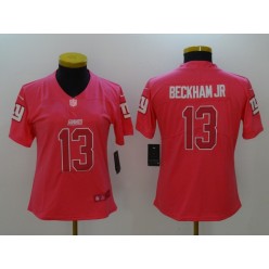 Women Nike New York Giants #13 Odell Beckham Jr Pink Stitched NFL Limited Rush Fashion Jersey