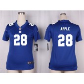 Women Nike New York Giants #28 Apple Game Royal Blue Team Color NFL Jersey
