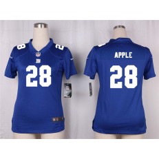Women Nike New York Giants #28 Apple Game Royal Blue Team Color NFL Jersey