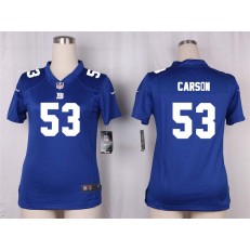 Women Nike New York Giants #53 Harry Carson Game Royal Blue Team Color NFL Jersey