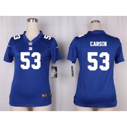Women Nike New York Giants #53 Harry Carson Game Royal Blue Team Color NFL Jersey