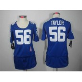 Women Nike New York Giants #56 Lawrence Taylor Breast Cancer Awareness Blue NFL Jersey