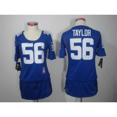 Women Nike New York Giants #56 Lawrence Taylor Breast Cancer Awareness Blue NFL Jersey