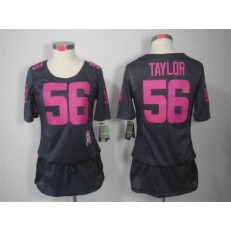 Women Nike New York Giants #56 Lawrence Taylor Breast Cancer Awareness Gray NFL Jersey
