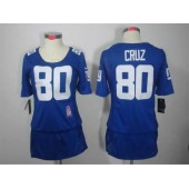 Women Nike New York Giants #80 Victor Cruz Breast Cancer Awareness Blue NFL Jersey