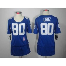 Women Nike New York Giants #80 Victor Cruz Breast Cancer Awareness Blue NFL Jersey
