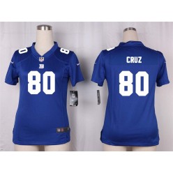 Women Nike New York Giants #80 Victor Cruz Game Royal Blue Team Color NFL Jersey