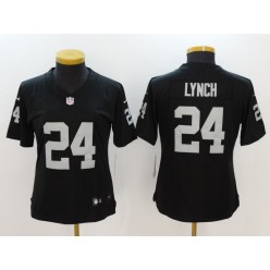 Women Nike Oakland Raiders #24 Marshawn Lynch Black Vapor Untouchable NFL Limited Jersey