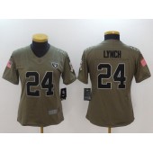Women Nike Oakland Raiders #24 Marshawn Lynch Olive 2017 Salute To Service Limited NFL Jersey