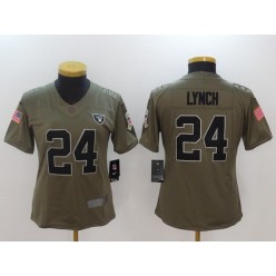 Women Nike Oakland Raiders #24 Marshawn Lynch Olive 2017 Salute To Service Limited NFL Jersey
