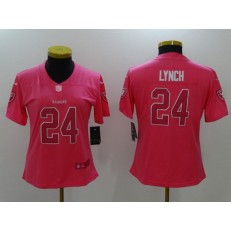 Women Nike Oakland Raiders #24 Marshawn Lynch Pink Stitched NFL Limited Jersey