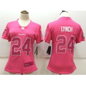 Women Nike Oakland Raiders #24 Marshawn Lynch Pink Stitched NFL Limited Rush Fashion Jersey
