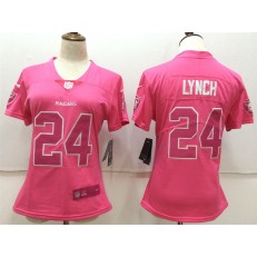 Women Nike Oakland Raiders #24 Marshawn Lynch Pink Stitched NFL Limited Rush Fashion Jersey