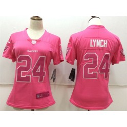 Women Nike Oakland Raiders #24 Marshawn Lynch Pink Stitched NFL Limited Rush Fashion Jersey