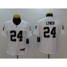 Women Nike Oakland Raiders #24 Marshawn Lynch White Vapor Untouchable NFL Limited Jersey