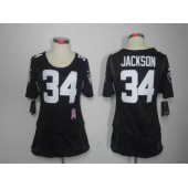 Women Nike Oakland Raiders #34 Bo Jackson Breast Cancer Awareness Black NFL Jersey
