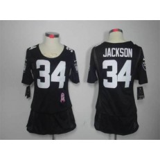 Women Nike Oakland Raiders #34 Bo Jackson Breast Cancer Awareness Black NFL Jersey