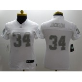 Women Nike Oakland Raiders #34 Bo Jackson White Stitched NFL Limited Platinum Jersey