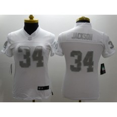 Women Nike Oakland Raiders #34 Bo Jackson White Stitched NFL Limited Platinum Jersey