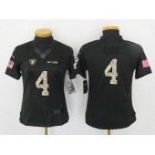 Women Nike Oakland Raiders #4 Derek Carr Anthracite 2016 Salute to Service NFL Jersey