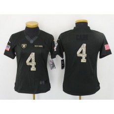 Women Nike Oakland Raiders #4 Derek Carr Anthracite 2016 Salute to Service NFL Jersey