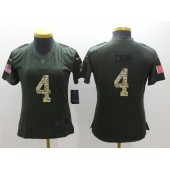 Women Nike Oakland Raiders #4 Derek Carr Green Stitched NFL Salute to Service Jersey