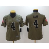 Women Nike Oakland Raiders #4 Derek Carr Olive 2017 Salute To Service Limited NFL Jersey