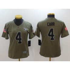 Women Nike Oakland Raiders #4 Derek Carr Olive 2017 Salute To Service Limited NFL Jersey