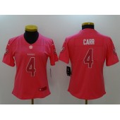 Women Nike Oakland Raiders #4 Derek Carr Pink Stitched NFL Limited Jersey