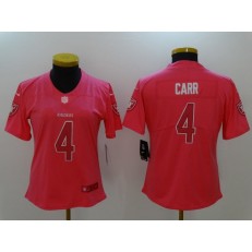 Women Nike Oakland Raiders #4 Derek Carr Pink Stitched NFL Limited Jersey