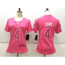 Women Nike Oakland Raiders #4 Derek Carr Pink Stitched NFL Limited Rush Fashion Jersey