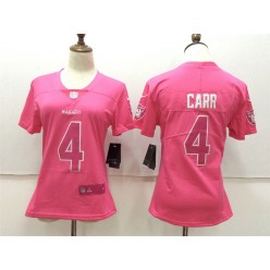 Women Nike Oakland Raiders #4 Derek Carr Pink Stitched NFL Limited Rush Fashion Jersey