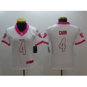 Women Nike Oakland Raiders #4 Derek Carr White Pink NFL Jersey