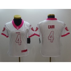 Women Nike Oakland Raiders #4 Derek Carr White Pink NFL Jersey