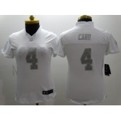 Women Nike Oakland Raiders #4 Derek Carr White Stitched NFL Limited Platinum Jersey